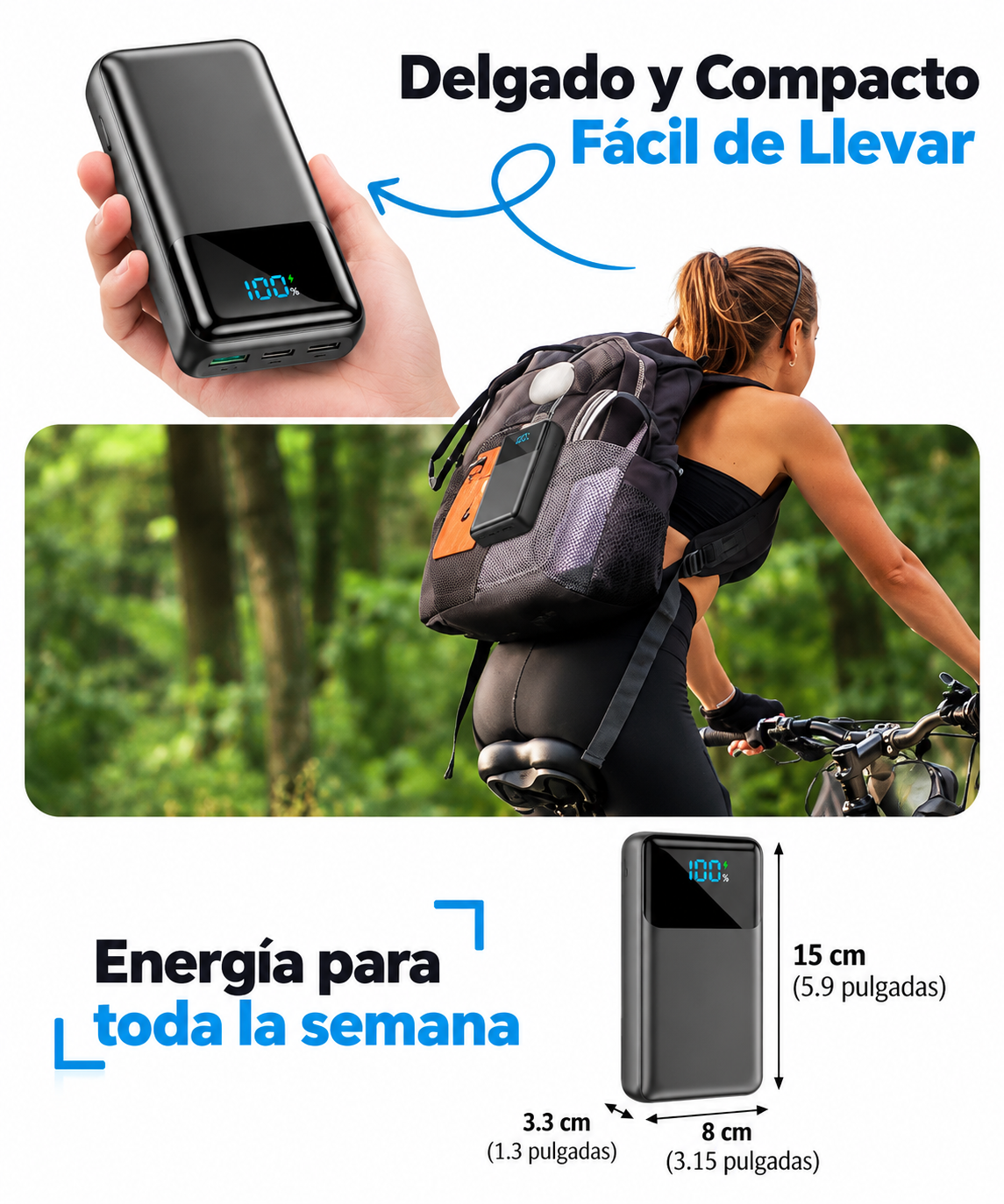 Power Bank 50,000 mAh con Carga Rápida 30W