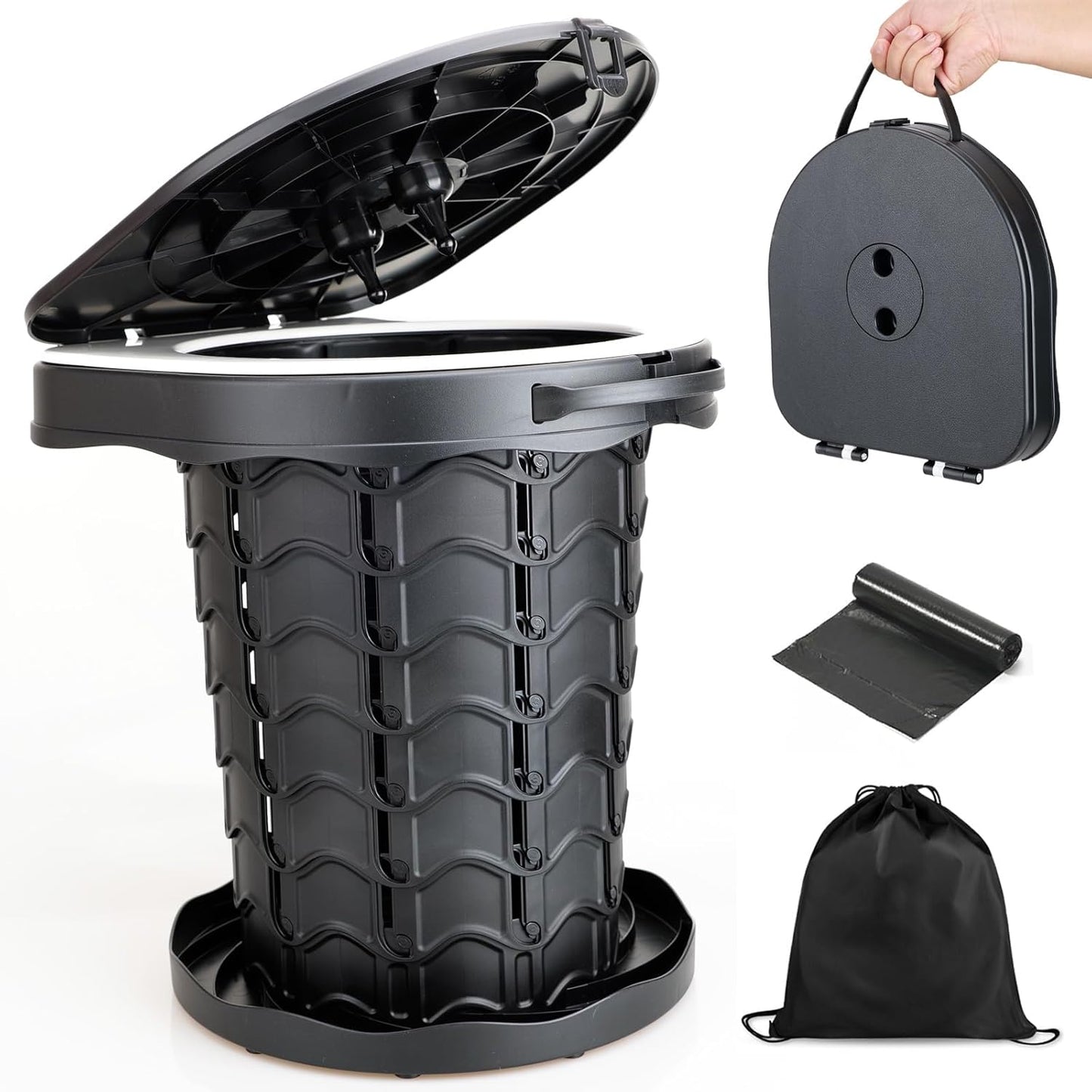 Inodoro Portátil Plegable para Camping (Compacto, Ajustable y Resistente)