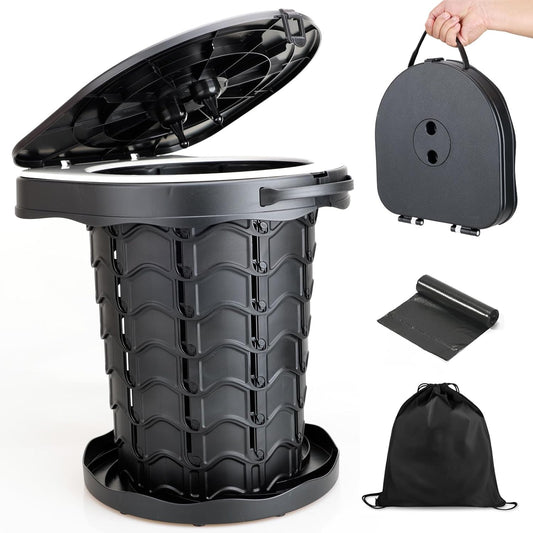 Inodoro Portátil Plegable para Camping (Compacto, Ajustable y Resistente)