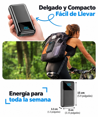 Power Bank 50,000 mAh con Carga Rápida 30W