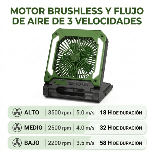 Ventilador 3 en 1 - Linterna, Powerbank, Abanico Portátil