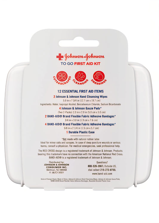 Botiquín Primeros Auxilios Johnson & Johnson - Mini Kit de Viaje (12 Piezas)