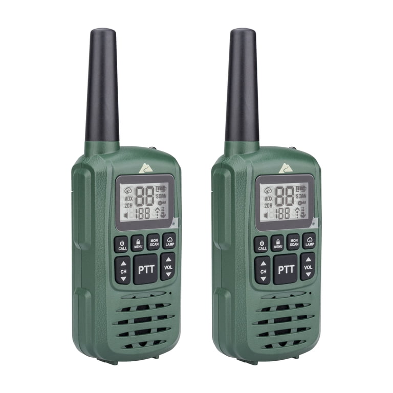 Walkie Talkies Ozark Trail IPX4 Resistentes al Agua – 22 Canales (Paquete de 2)
