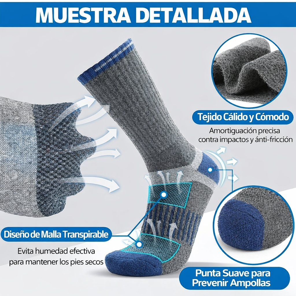 Medias de Senderismo de Lana Merino – Transpirables y Acolchadas