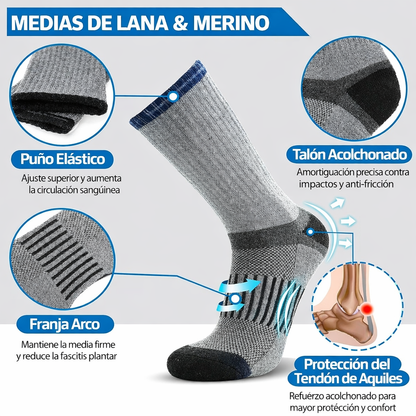 Medias de Senderismo de Lana Merino – Transpirables y Acolchadas